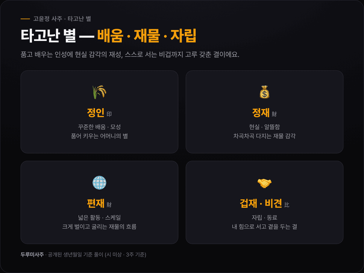 고윤정 십성 요약 — 정인·정재·편재·겁재·비견