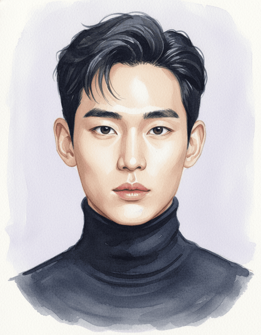 김수현 수채화 일러스트 — 두루미 매거진 연예인 사주