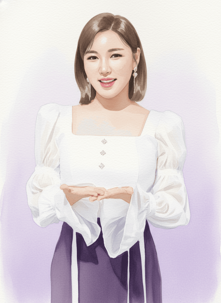 송가인(트로트 가수) 수채화 일러스트 — 두루미 매거진 연예인 사주