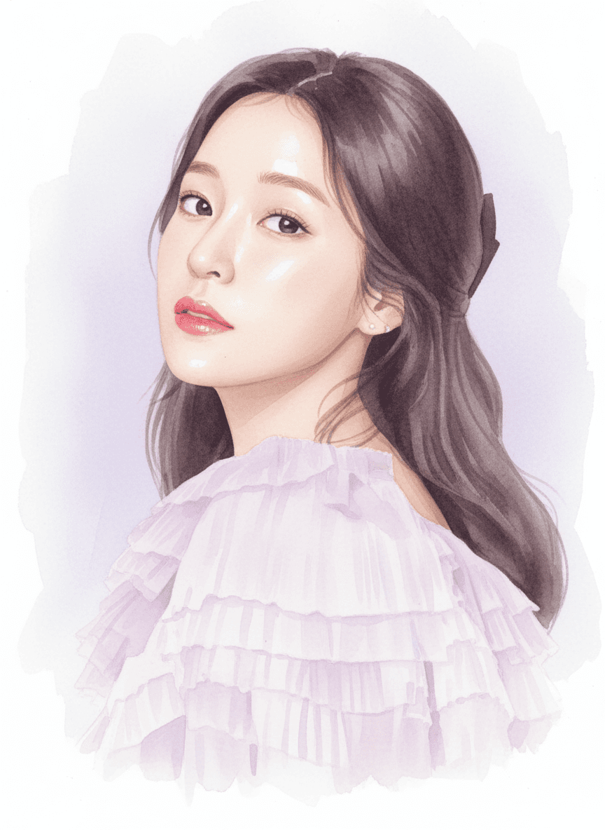 홍자 수채화 일러스트 — 두루미 매거진 연예인 사주