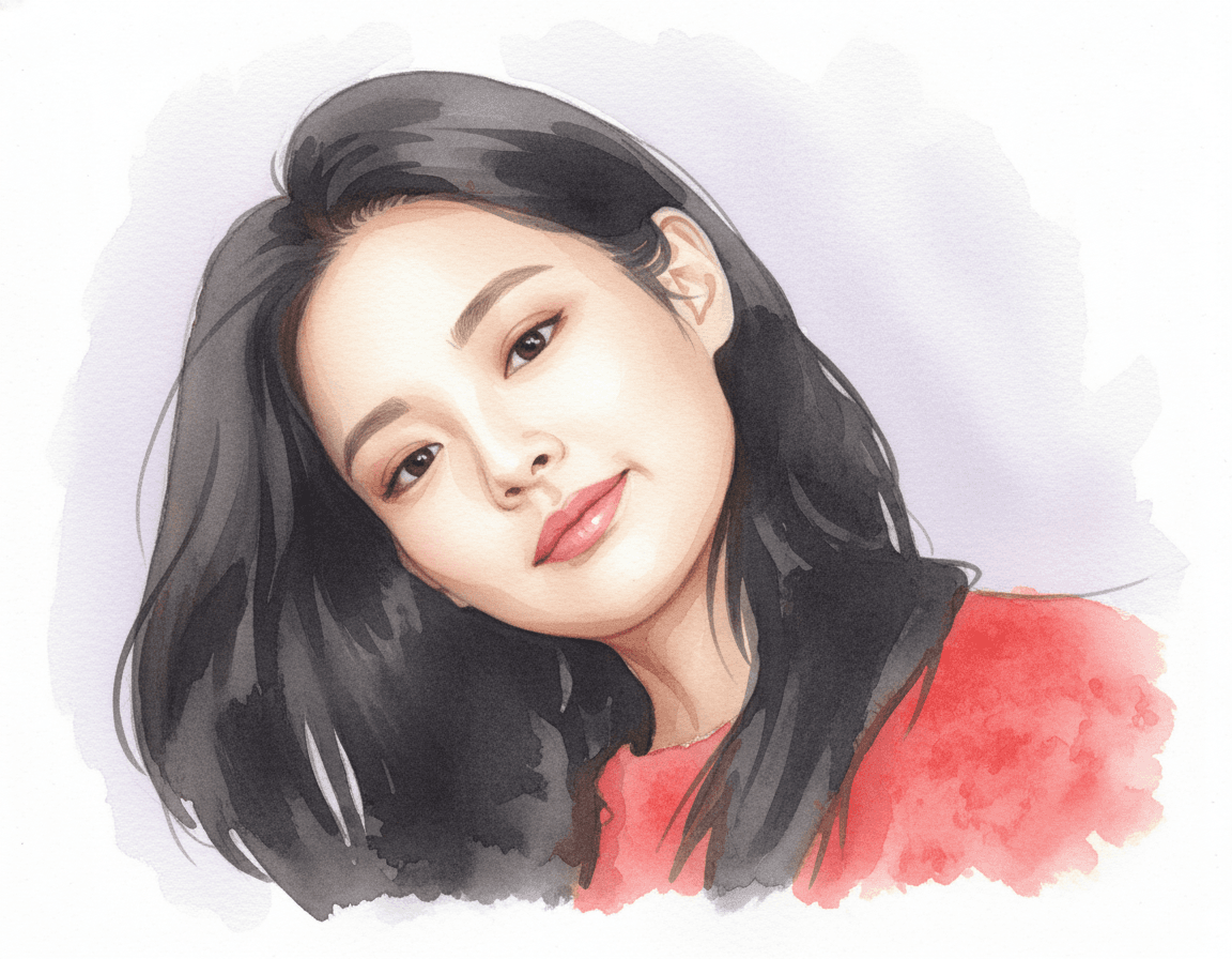 제니(블랙핑크) 수채화 일러스트 — 두루미 매거진 연예인 사주