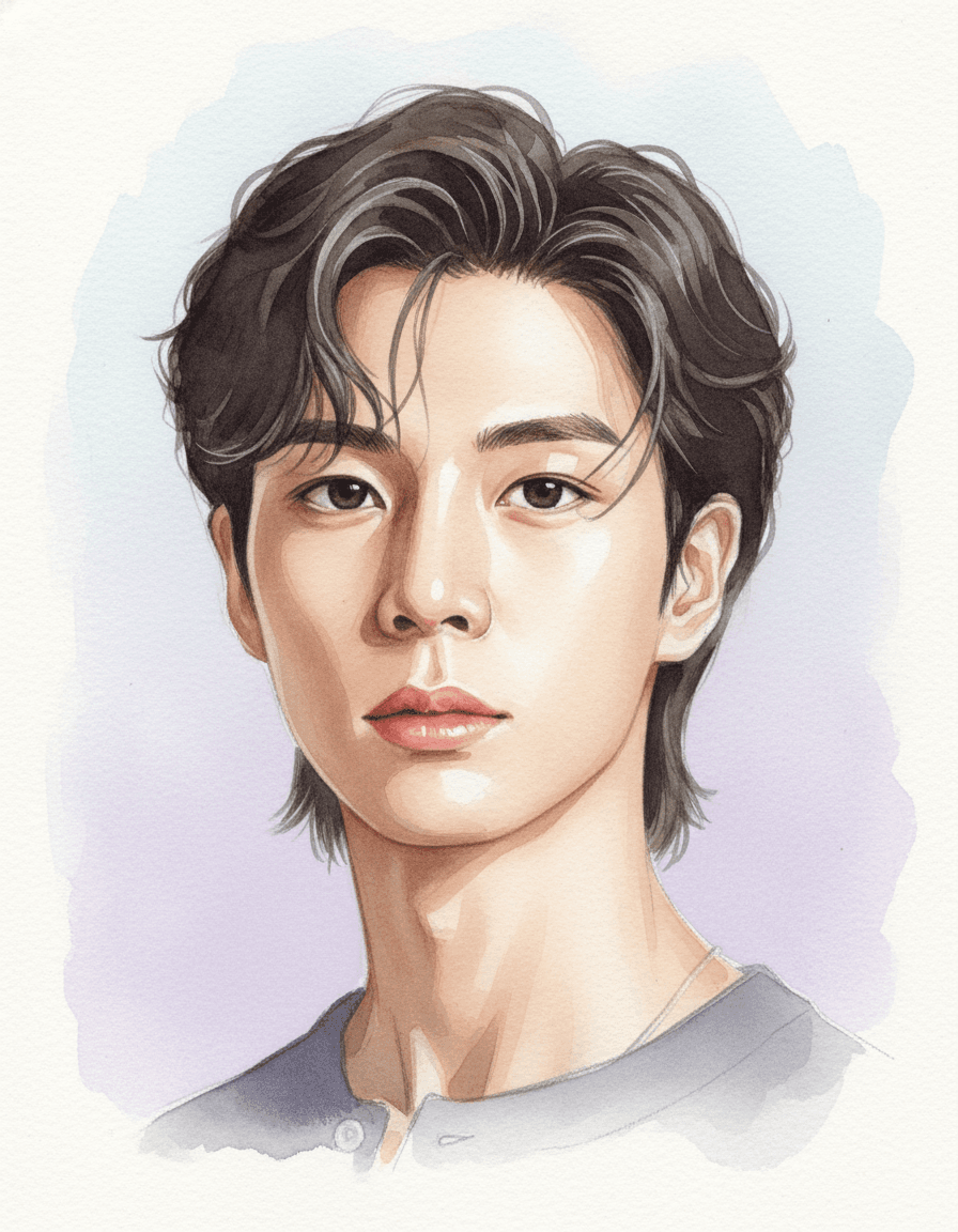 정동원 수채화 일러스트 — 두루미 매거진 연예인 사주