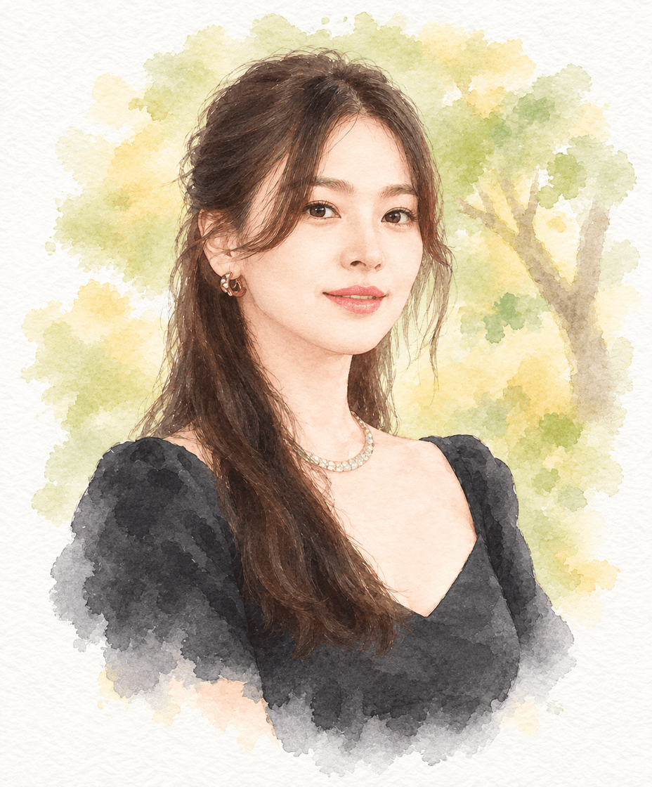 배우 송혜교 수채화 캐리커처